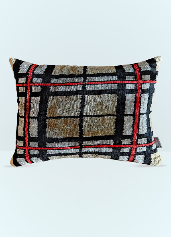 Les-Ottomans Check Velvet Cushion Multicolour wps0691363